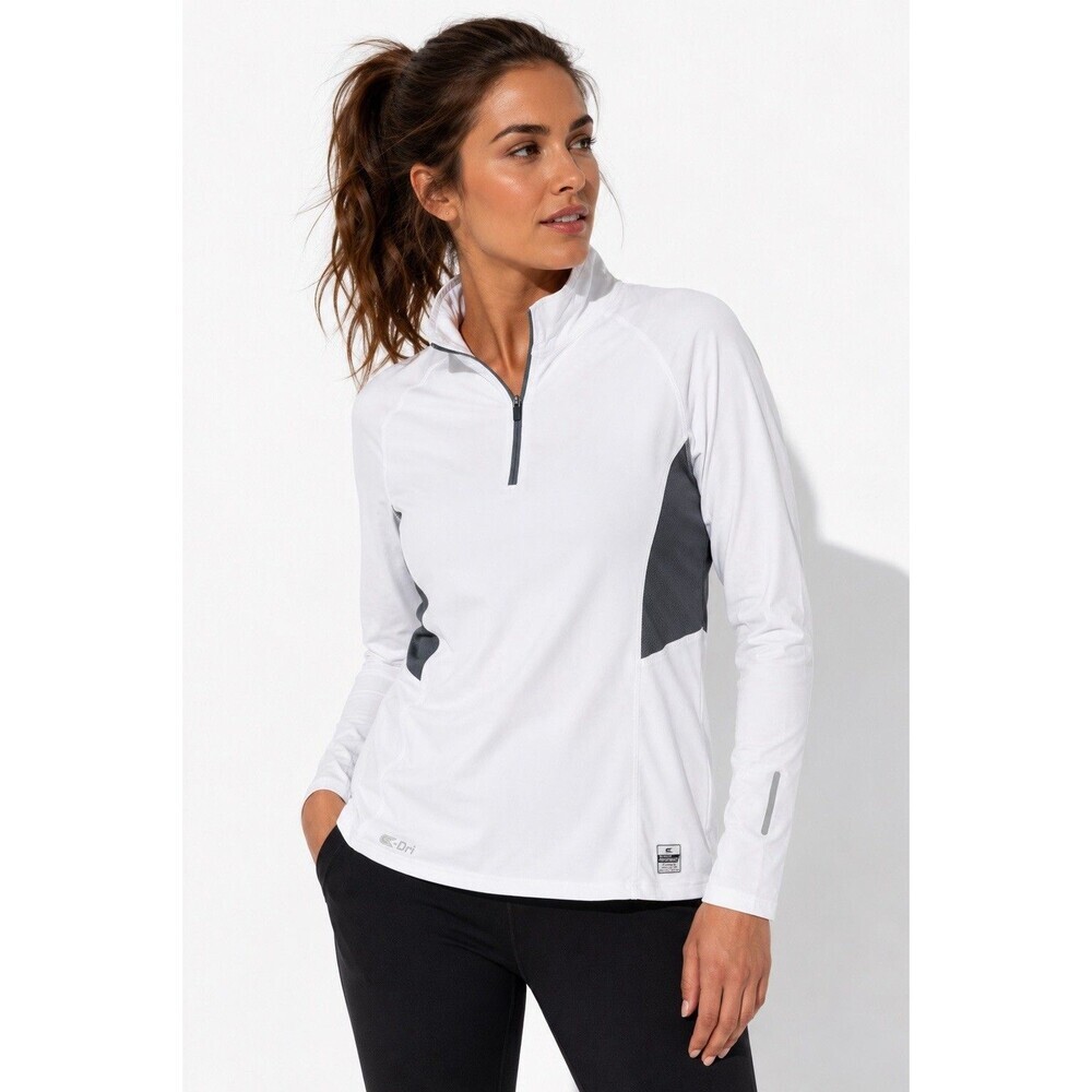 Colosseum C-Dri Pullover Large White Gray 1/4 Zip Athletic Training Top NWT